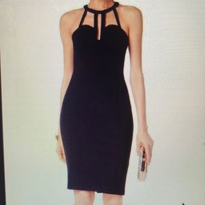 NTW Guess cutout mock neck solid sheath dress